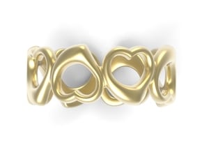 Happy hearts ring band, Size 6.5 in 18k Gold