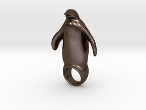silly big penguin ring SIZE 8 in Polished Bronze Steel
