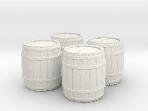 Wooden Barrel, x4, 28mm Scale in White Natural Versatile Plastic