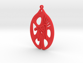 Personalised Voronoi Catenoid Curve Earring (001b) in Red Processed Versatile Plastic