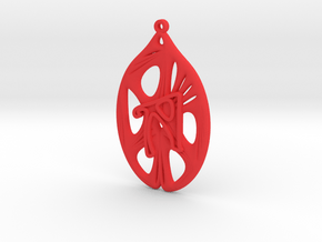 Personalised Voronoi Catenoid Curve Earring (001a) in Red Processed Versatile Plastic