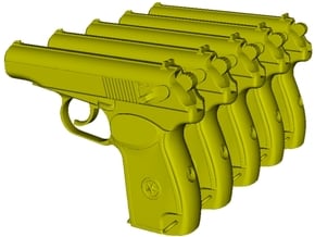 1/25 scale USSR KGB Makarov pistols x 5 in Clear Ultra Fine Detail Plastic