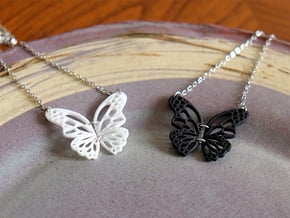 Butterfly pendant in White Processed Versatile Plastic