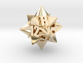 Icotetrhombic d12 die in 14K Yellow Gold