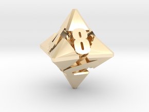 Hextrapyramidical d8 in 14k Gold Plated Brass