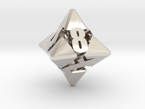 Hextrapyramidical d8 in Rhodium Plated Brass