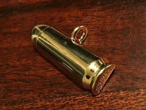 .50AE Bullet Pet Tag / Key Fob in Polished Brass