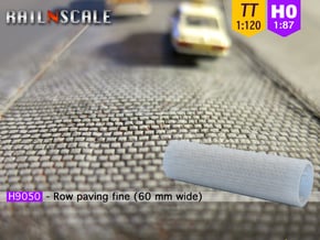 Row paving fine 60 mm wide (TT 1:120 - H0 1:87) in Gray Fine Detail Plastic