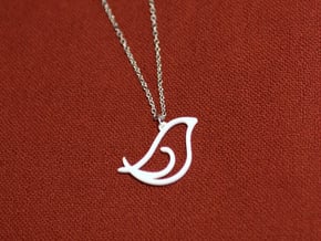 Bird pendant in White Processed Versatile Plastic