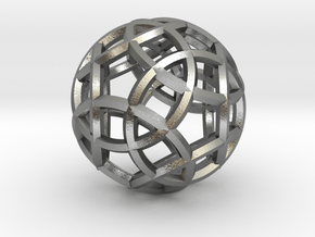 Rhombicosidodecahedron Pendant in Natural Silver