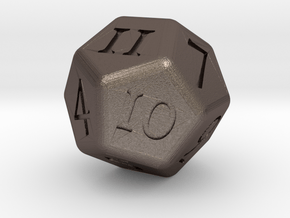D12 D&D Dice in Polished Bronzed Silver Steel