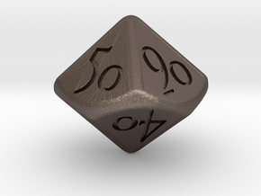 D10 D&D "Tens" Dice in Polished Bronzed Silver Steel