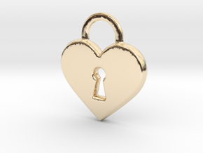 Locked Heart Pendant in 14k Gold Plated Brass