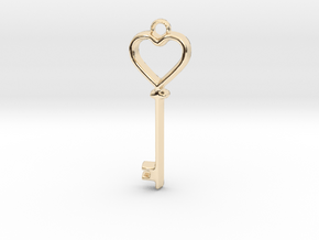 Heart Key Pendant in 14k Gold Plated Brass