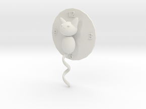 Moon cat clock in White Natural Versatile Plastic