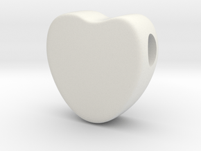 Heart Candy Bead in White Natural Versatile Plastic