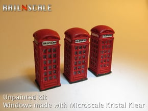 SET 3x Telephone box K2 (N 1:160) in Tan Fine Detail Plastic