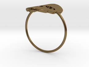 Cute Skull Ring in Polished Bronze