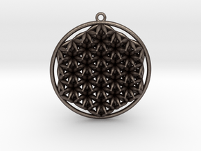 Super Flower Of Life Dual Sided Pendant  in Polished Bronzed Silver Steel