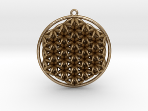 Super Flower Of Life Dual Sided Pendant  in Polished Gold Steel