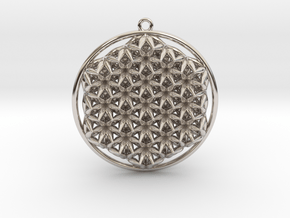 Super Flower Of Life Dual Sided Pendant  in Platinum