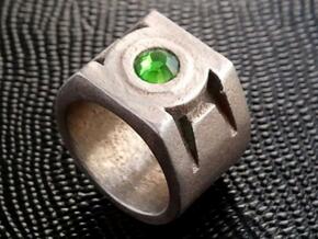 Green Lantern Ring 9.5 in Polished Bronzed Silver Steel