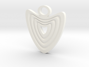 Heart with grooves Pendant in White Processed Versatile Plastic