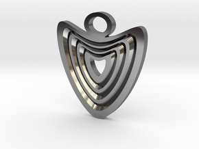 Heart with grooves Pendant in Fine Detail Polished Silver