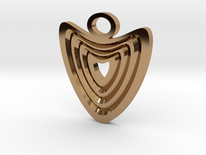Heart with grooves Pendant in Polished Brass