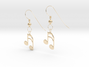 Music note earrings version 1 in 14K Yellow Gold