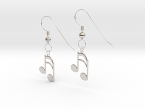 Music note earrings version 1 in Platinum