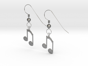 Music note earrings version 2 in Polished Silver (Interlocking Parts)