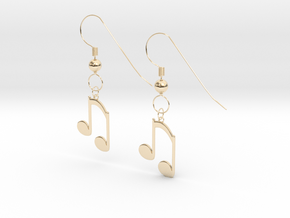 Music note earrings version 2 in 14K Yellow Gold