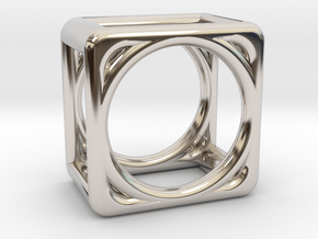 Simply Shapes Rings Cube in Rhodium Plated Brass: 3.25 / 44.625