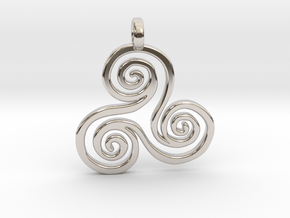 Triskell pendant in Rhodium Plated Brass: Small