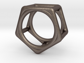Simply Shapes Rings Pentagon in Polished Bronzed Silver Steel: 3.25 / 44.625