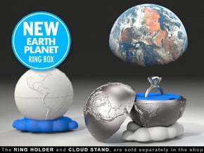 "Earth Planet" Proposal Engagement Ring Box in Blue Processed Versatile Plastic