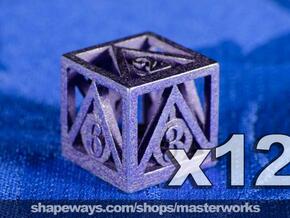 Deathly Hallows 12d6 Set in Polished Bronzed Silver Steel