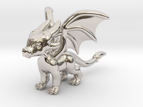 Cynder the Dragon Pendant/charm in Rhodium Plated Brass