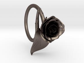 Rose Ring in Polished Bronzed Silver Steel