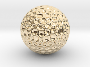 DRAW geo - sphere alien egg golf ball in 14k Gold Plated Brass: Small