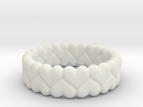 SMALL HEARTS RING  in White Natural Versatile Plastic: 6.5 / 52.75