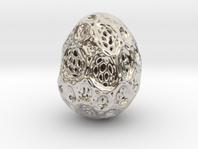 DRAW geo - alien egg 2 in Rhodium Plated Brass: Small