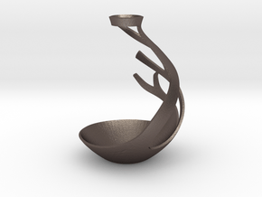 Tulip shaped vase patterned base type 2 in Polished Bronzed Silver Steel