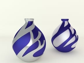 Tulip shaped vase patterned base type 2 in Blue Processed Versatile Plastic