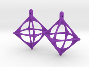 Earrings Octahedrons in Purple Processed Versatile Plastic
