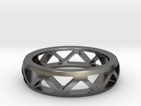 Geometric Ring- size 10 in Polished Nickel Steel