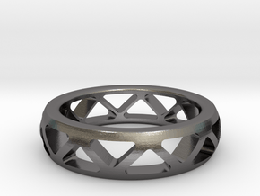 Geometric Ring- size 9 in Polished Nickel Steel