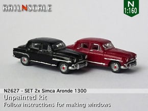 SET 2x Simca Aronde 1300 (N 1:160) in Smooth Fine Detail Plastic