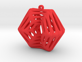 Voronoi Klein Earring (002) in Red Processed Versatile Plastic